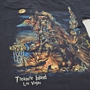 Treasure Island Las Vegas Pirate All Over Graphic T-Shirt XXL Black Skulls